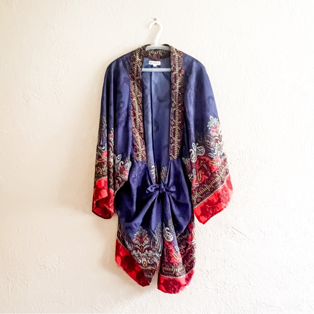 Indigo Thread Co. Front Knot Paisley Pattern Kimono Beach Cover Up M